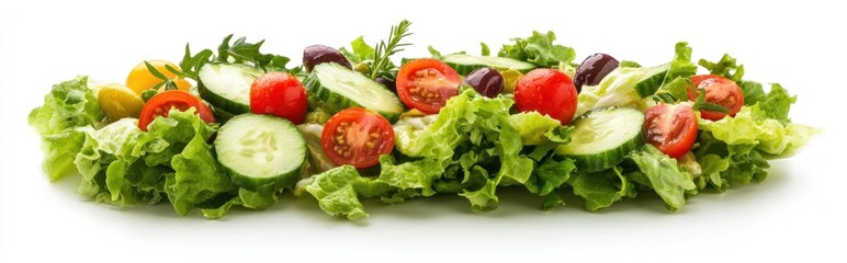 Sticker - Fresh green salad with cucumbers, tomatoes, and olives.