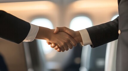 Aufkleber - Close-up of two businesspeople shaking hands, signifying a deal or agreement.