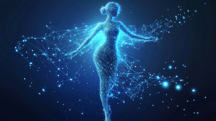 Poster - Hologram of Virgo zodiac sign. Virgo is a zodiac sign made up of polygons, triangles, points, and lines. Virgo zodiac sign low poly compound structure. The technology concept.