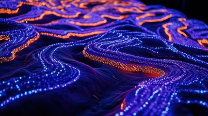 Poster - Abstract glowing lines forming a landscape.