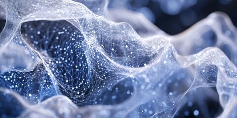 Aufkleber - Abstract blue and white swirling particles.