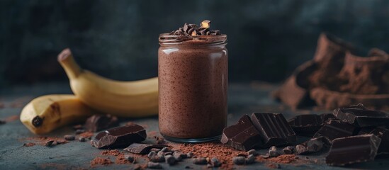 Sticker - Chocolate Banana Smoothie in a Jar.