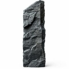 Poster - Tall, dark gray stone stands against a white background, symbolizing stability, strength, and resilience