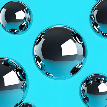 3D Abstract Background with Glossy Spheres