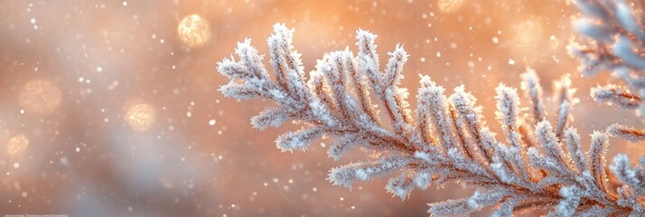Aufkleber - Frosty winter branch with bokeh background. (1)