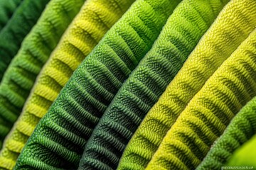 Poster - Close-up of vibrant green and yellow textured fabric, exhibiting a ribbed pattern and gradient shading.