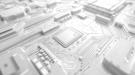 Poster - Close-up of a white circuit board with a central processor.
