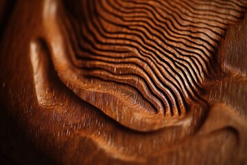 Aufkleber - Close-up of intricately carved dark brown wood with wavy lines and textures.