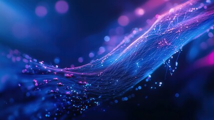 Poster - Abstract glowing blue and pink digital wave.