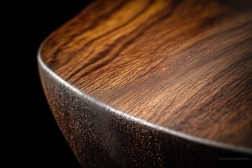 Poster - Close-up of rich, dark wood grain with a smooth, curved edge, showing texture and detail.