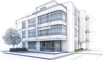 Aufkleber - Architectural blueprint of a modern apartment building.