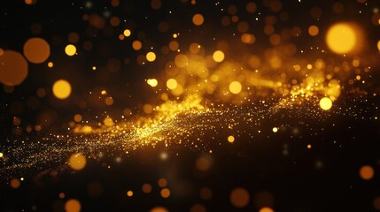 Leinwandbilder - Abstract gold glitter swirl on black background.