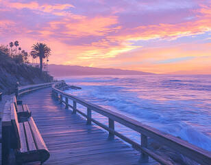 Wall Mural - Coastal Sunrise Walkway