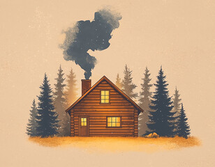 Canvas Print - Cozy Cabin in Woods