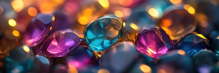 Aufkleber - Colorful gemstones close-up; vibrant jewel tones.