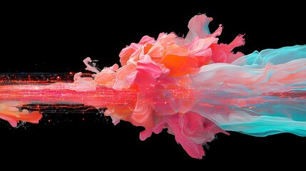 Poster - Futuristic Digital Network Design, an abstract representation of interconnected systems, showcasing vibrant colors and dynamic shapes to illustrate innovative cyber space concepts.