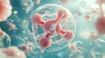 Poster - Atomic science visualization, intricate molecular structures, vibrant colors, dynamic interactions, representing the building blocks of matter and advanced scientific concepts.