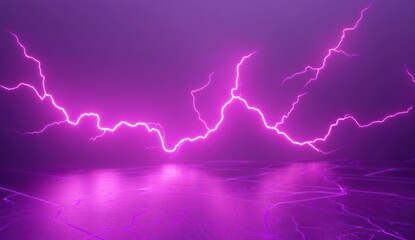 Aufkleber - Pink lightning bolt striking reflective surface.