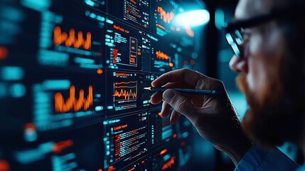 Poster - Digital Health Insights, a medical professional reviews patient electronic records, showcasing advanced technology and network connectivity in modern healthcare systems.