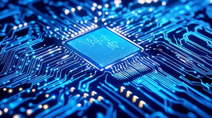 Poster - Futuristic Tech Backgrounds, sleek blue aesthetics, immersive digital environments, designed for interactive experiences, ideal for modern applications and innovative projects.