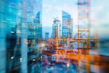 Construction building on blurred view