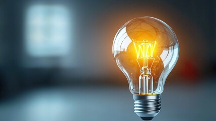 Poster - A glowing light bulb illuminates a dark room, symbolizing ideas, creativity, and innovation.