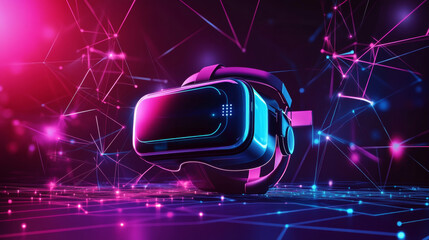 Poster - Hologram gaming background. Esports consists of polygons, triangles of points and lines. Esports background low poly compound structure. Technology concept vector.