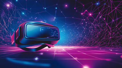 Poster - Hologram gaming background. Esports consists of polygons, triangles of points and lines. Esports background low poly compound structure. Technology concept vector.