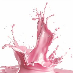 Poster - Pink liquid splashing and making a crown shape, isolated on white background
