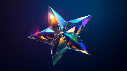 Poster - A hologram of a shooting star. A shooting star made of polygons, triangles of points and lines. The star icon is a low-poly compound structure. Technology concept vector.