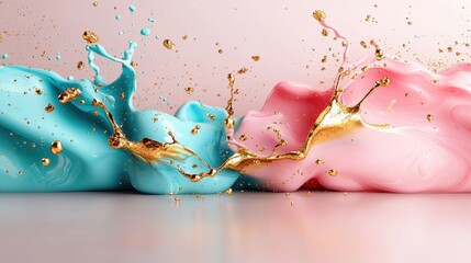Poster - Dynamic splash of colorful paints in artistic expression studio setting abstract photography creative vibe