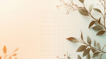 Fototapete - Subtle grid planner layout with minimalist design and botanical accents for creative organization. Generative AI
