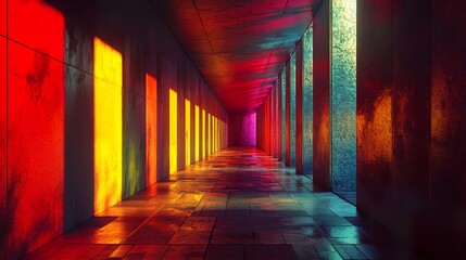 Canvas Print - Vibrant Colors in Architectural Tunnel: Abstract Interior Design