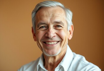 Portrait of a smiling 65-year-old man with a warm expression