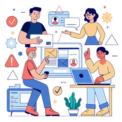 Poster - Designers transforming sketches into interactive interfaces in a collaborative workspace