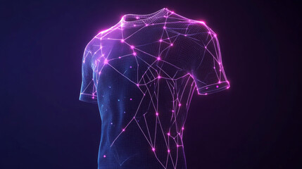 Poster - hologram undershirt. a undershirt made of polygons, triangles of points and lines. undershirt icon l