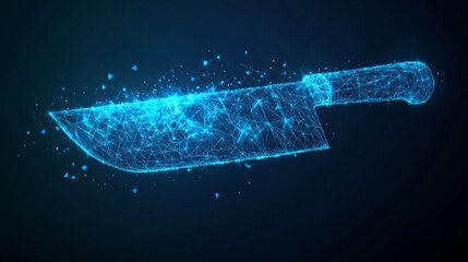 Poster - a hologram of cleaver. cleaver made of polygons, triangles of points and lines. cleaver icon is a lo