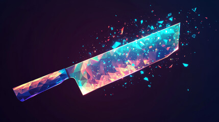 Poster - a hologram of cleaver. cleaver made of polygons, triangles of points and lines. cleaver icon is a lo