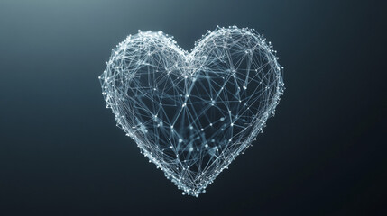 Poster - The heart rate is a hologram. The heart rate consists of polygons, triangles of dots and lines. The heart rate icon with a low polygonal connection structure. The vector of the technology concept.