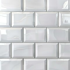 Aufkleber - White glossy rectangular ceramic tiles are forming a textured wall