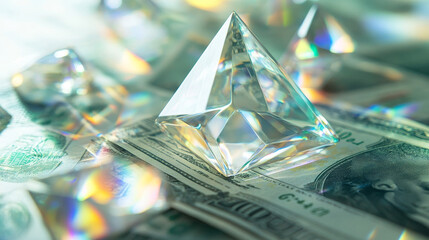 Poster - hologram protection of currency. protection of currency from polygons, triangles of points and lines