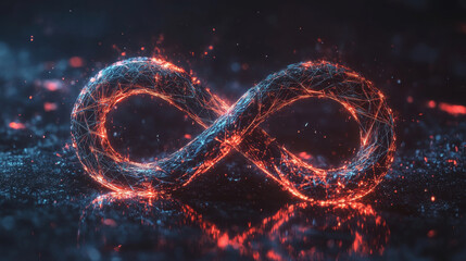 Poster - the hologram is infinity. the infinity sign consists of polygons, triangles of points and lines. the