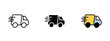© Tanveer Hussain Mirz - Set of 3 'Delivery' icons with 1 line, 1 silhouette n 1 colored icon with an unexpanded vector inside - Delivery van icon with smooth rounded edges n cargo compartment symbolizing transportation logis