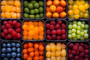 Wall Mural - Colorful Fruit Variety in Boxes Illustration