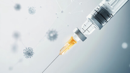 Poster - a hologram of an injection into a virus. vaccination of polygons, triangles of dots and lines. injec