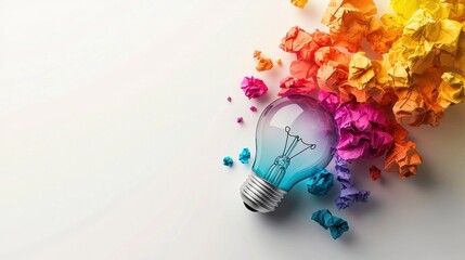 Poster - Creative light bulb idea studio digital art colorful environment close-up viewpoint innovation concept