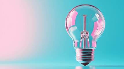 Poster - A glowing light bulb stands against a pastel background, symbolizing innovation and creativity.