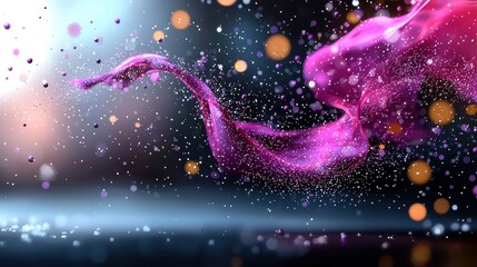 Poster - A vibrant swirl of pink particles dances against a soft blurred background, creating a dreamy, ethereal atmosphere filled with magic.
