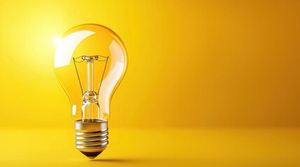Poster - A glowing light bulb against a vibrant yellow background, symbolizing ideas, innovation, and creativity.