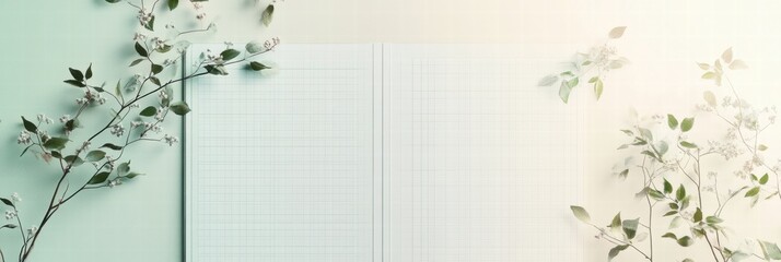 Leinwandbilder - Minimalist planner layout with subtle grid lines and plant accents in a cozy workspace setting. Generative AI